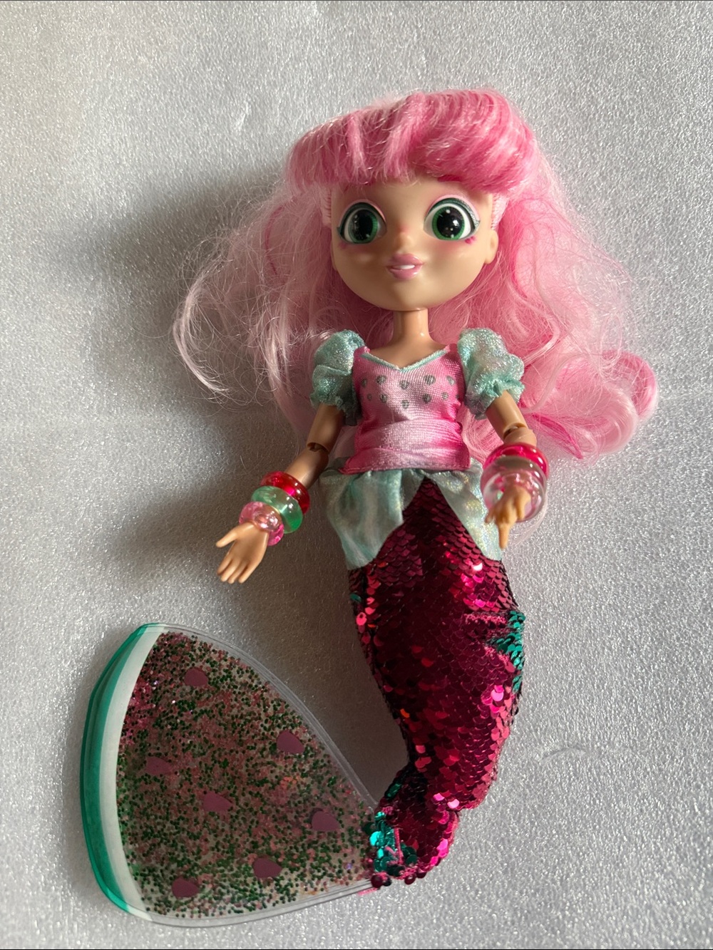 Fidgie Friends 10.5"Mermaid Doll Fashion with Watermellow Fidget TailFlip Sequin
